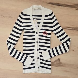 NWT Joshua Sanders | Smiley Round Smile Cardigan, Navy/White, Size Small